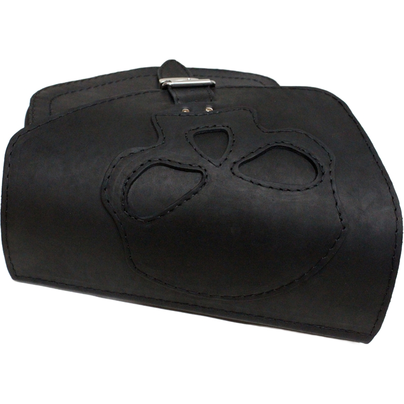 Sacoche de moto en cuir RSA S66 Skull HD Softail noire