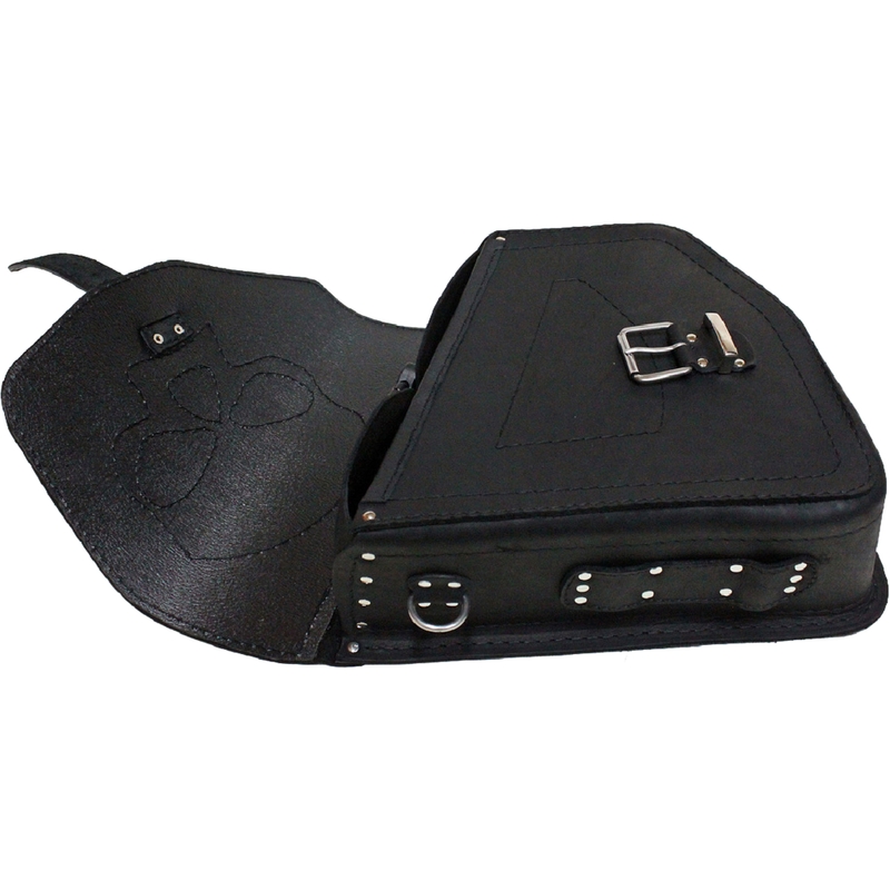 Sacoche de moto en cuir RSA S66 Skull HD Softail noire