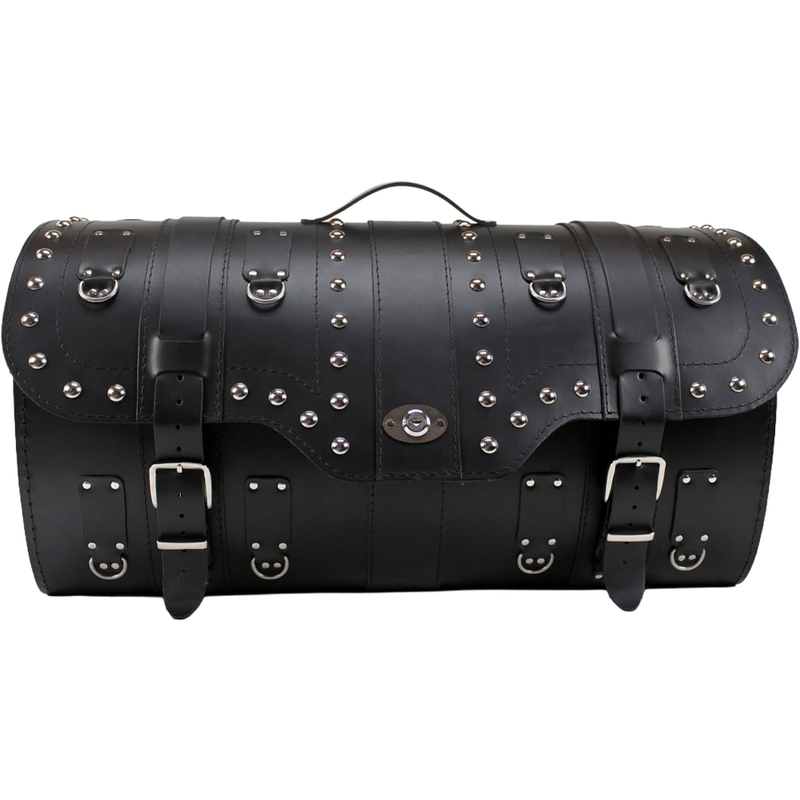 Étui de moto en cuir avec serrure et rivets RSA K160 noir