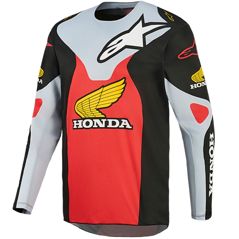 Maillot de motocross Alpinestars Racer Veil Honda noir-gris-rouge-jaune