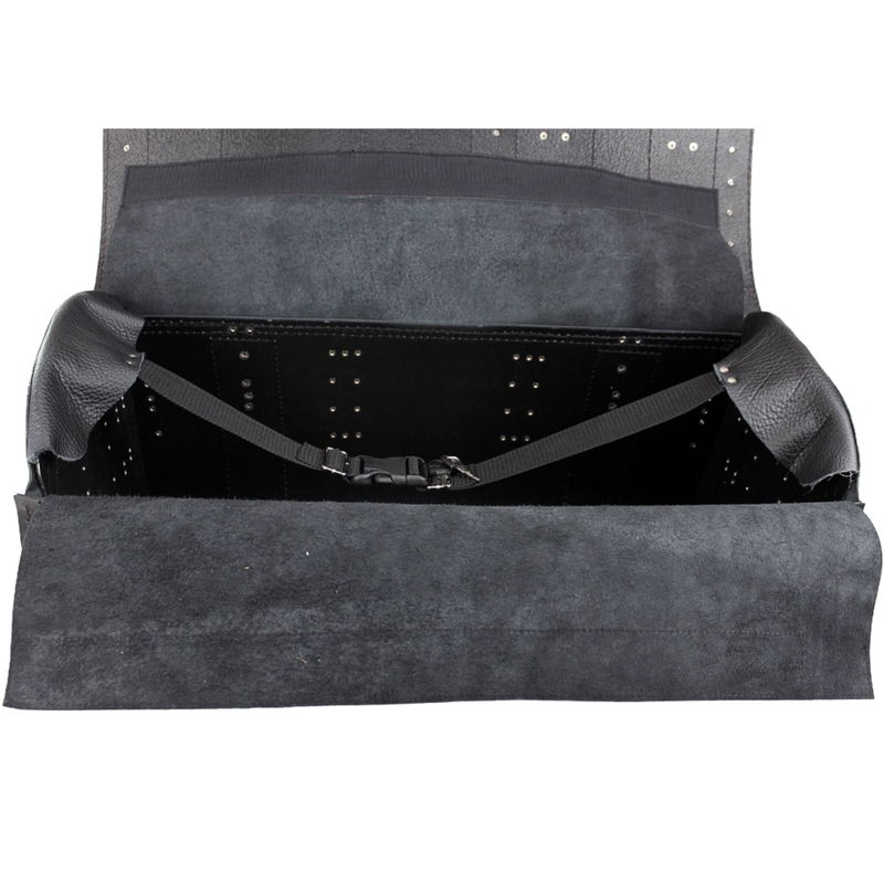 Étui de moto en cuir avec serrure, rivets et franges RSA K160 noir