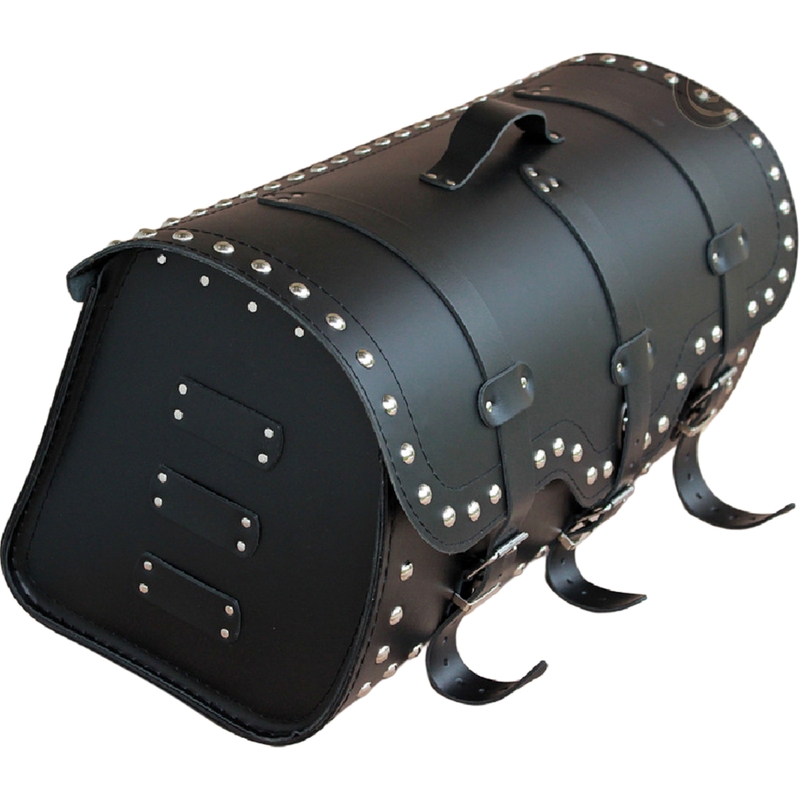 Étui de moto en cuir avec serrure et rivets RSA K165 noir