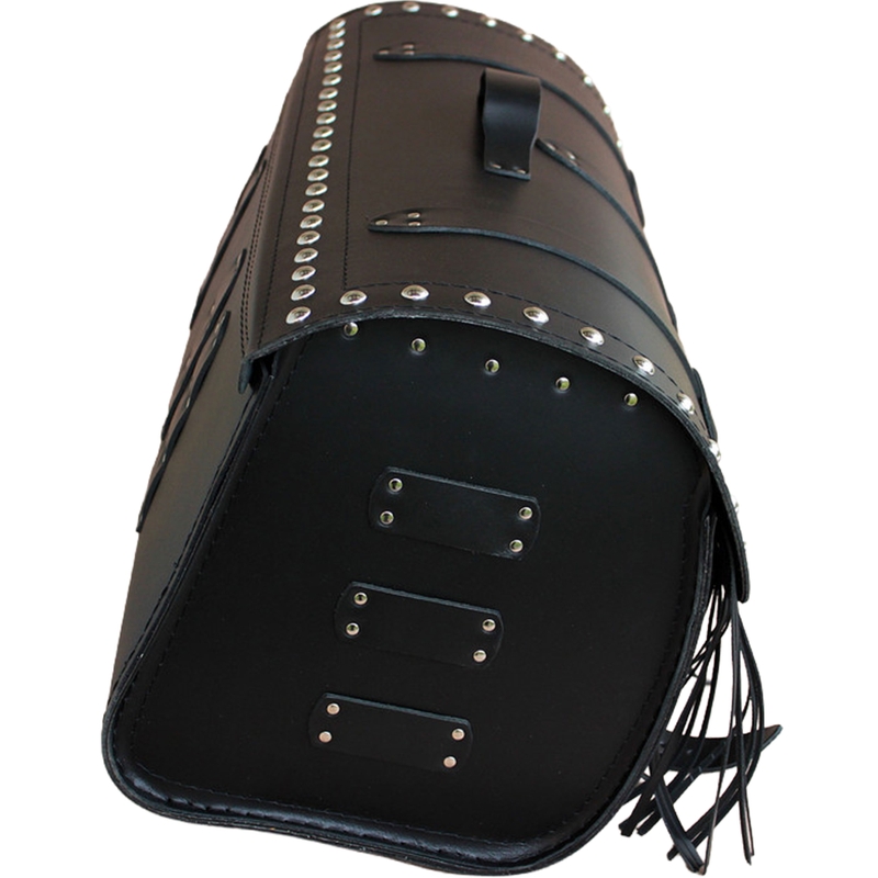 Étui de moto en cuir avec serrure, rivets et franges RSA K165 noir