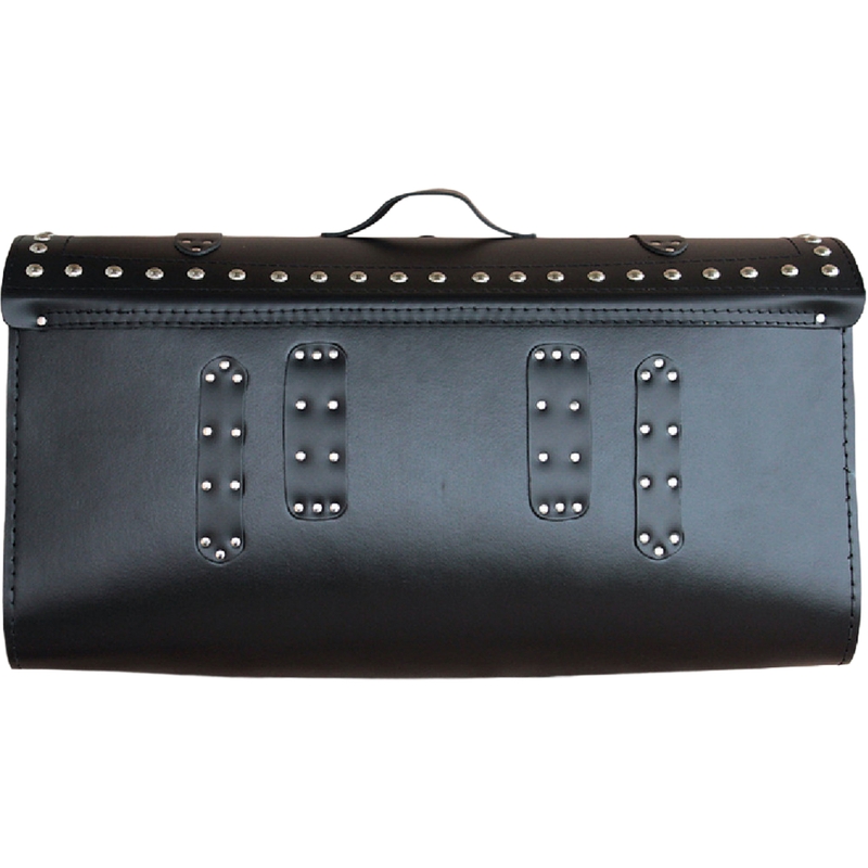Étui de moto en cuir avec serrure, rivets et franges RSA K165 noir