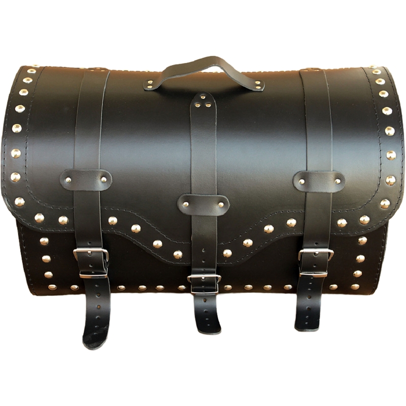 Étui de moto en cuir avec serrure et rivets RSA K155 noir