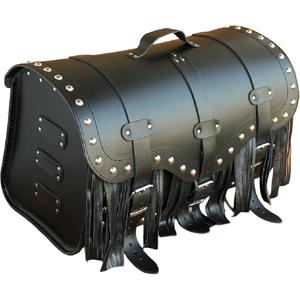 Étui de moto en cuir avec serrure, rivets et franges RSA K155 noir