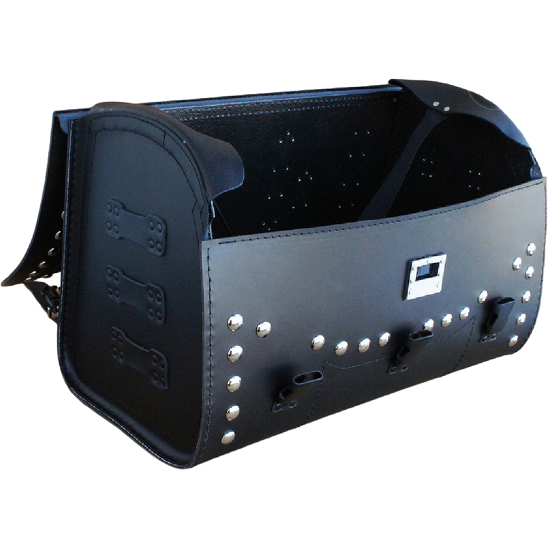 Étui de moto en cuir avec serrure et rivets RSA K451 noir