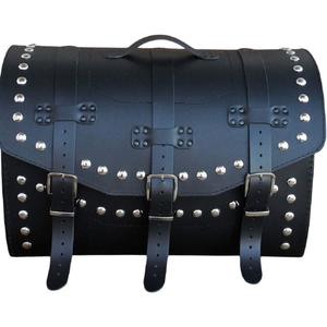 Étui de moto en cuir avec serrure et rivets RSA K451 noir