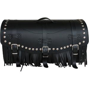 Étui de moto en cuir avec serrure, rivets et franges RSA K461 noir