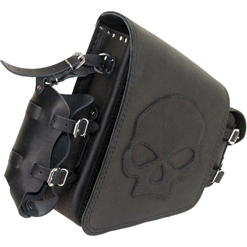 Sacoche de moto en cuir RSA S494 Skull HD Softail noire