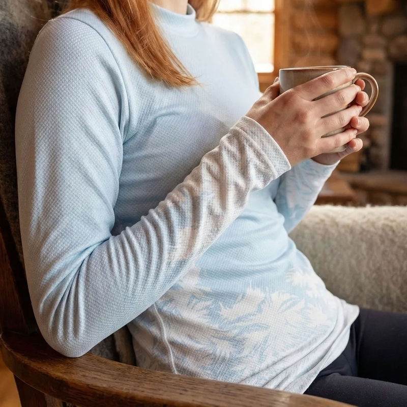 T-shirt thermique femme nanosilver® Frozen bleu-blanc