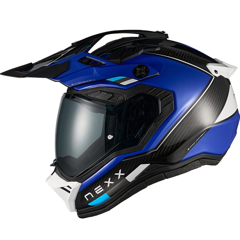 Casque de moto enduro Nexx X.Rally Raid bleu et blanc