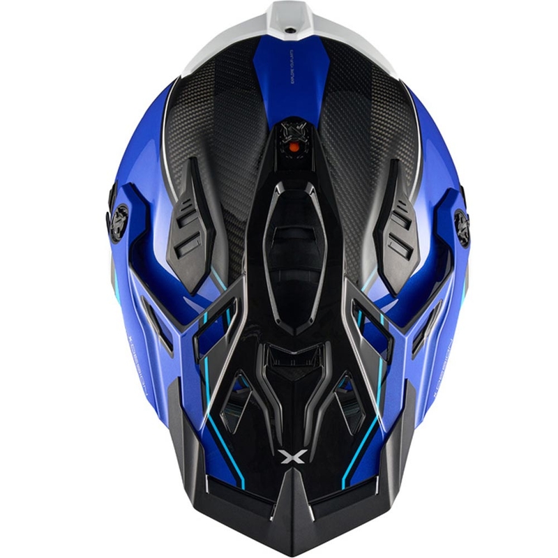 Casque de moto enduro Nexx X.Rally Raid bleu et blanc