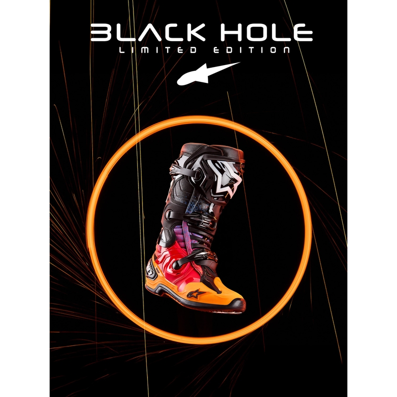 Bottes de moto Alpinestars Tech 10 Édition Limitée Black Hole, couleur noire
