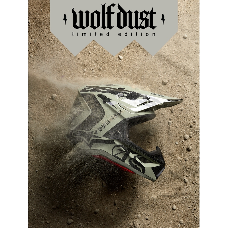 Casque de motocross Alpinestars Supertech S-M7 édition limitée Wolf Dust sable noir