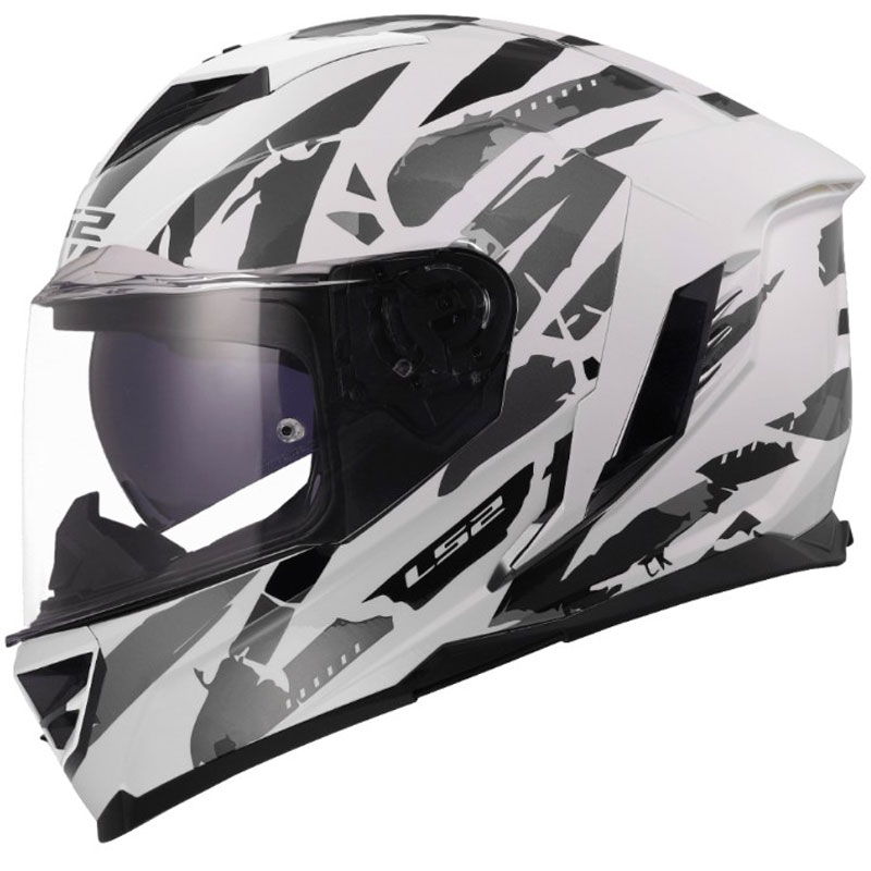 Casque intégral de moto LS2 FF818 Storm III Kaos blanc-gris