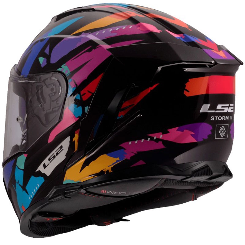 Casque intégral moto LS2 FF818 Storm III Kaos Noir-Violet-Bleu