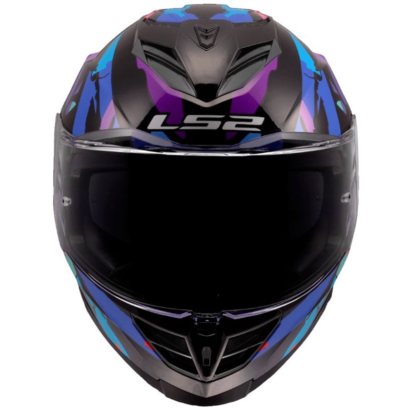 Casque intégral moto LS2 FF818 Storm III Kaos Noir-Violet-Bleu