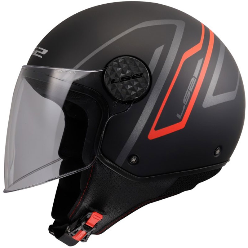 Casque de moto jet LS2 OF558 Sphere Lux II Minimum noir-rouge