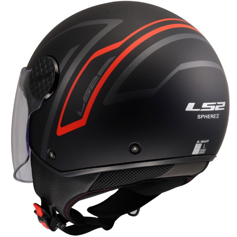 Casque de moto jet LS2 OF558 Sphere Lux II Minimum noir-rouge