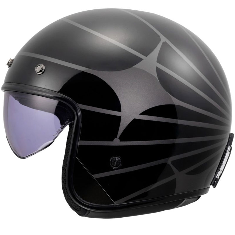 Casque de moto ouvert LS2 OF601 Bob II Cosmic noir-gris brillant