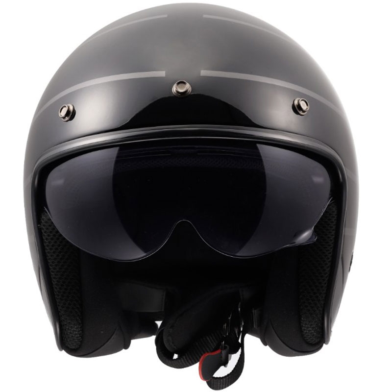 Casque de moto ouvert LS2 OF601 Bob II Cosmic noir-gris brillant