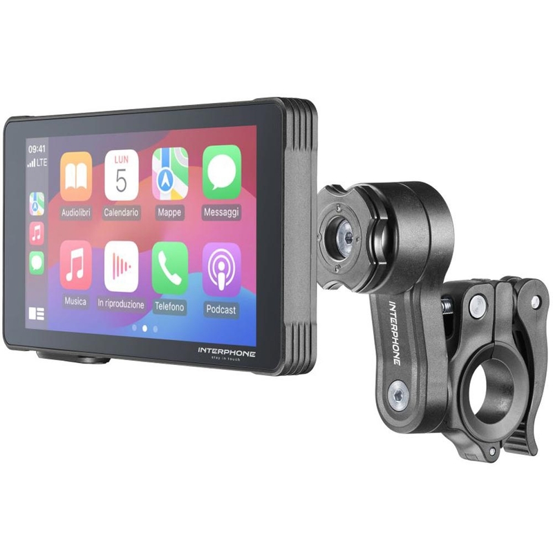 Écran miroir pour téléphone de moto avec verre de protection Interphone RideSync noir