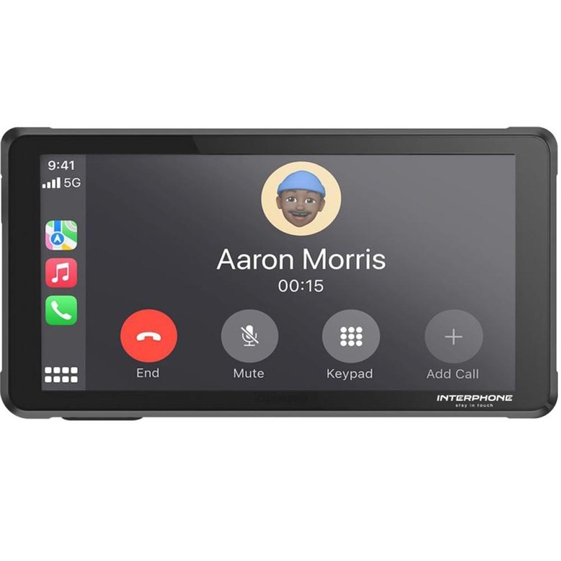 Écran miroir pour téléphone de moto avec verre de protection Interphone RideSync noir