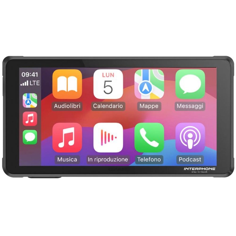 Écran miroir pour téléphone de moto avec verre de protection Interphone RideSync noir