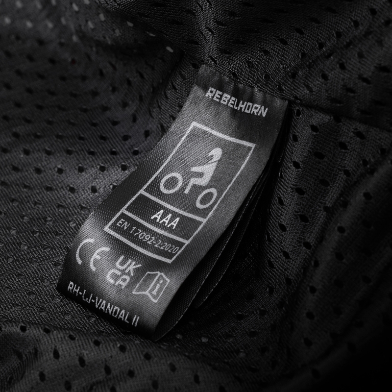 Blouson de moto en cuir Rebelhorn Vandal 2 Cruze noir-gris foncé-rouge