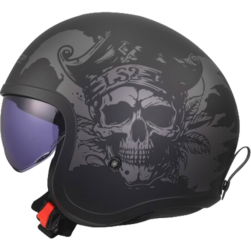 Casque de moto ouvert LS2 OF599 Spitfire II Willy noir-gris mat