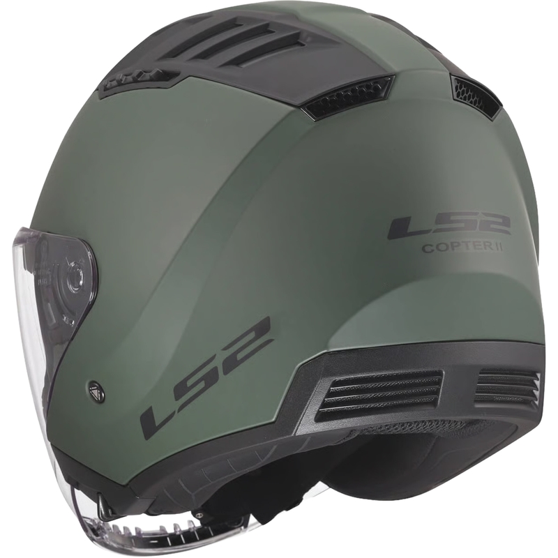 Casque de moto ouvert LS2 OF600 Copter II Vert militaire mat