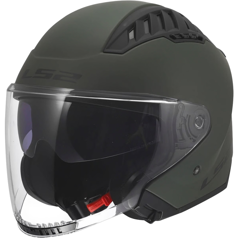 Casque de moto ouvert LS2 OF600 Copter II Vert militaire mat
