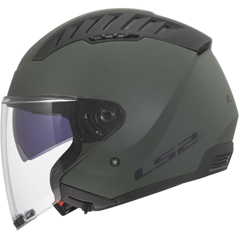 Casque de moto ouvert LS2 OF600 Copter II Vert militaire mat