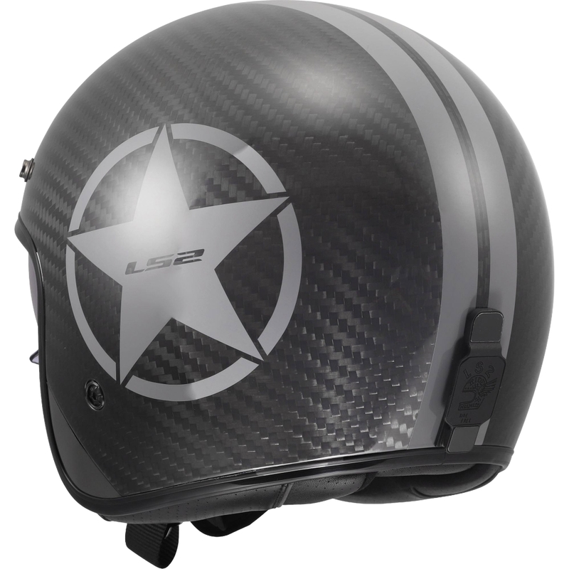Casque de moto jet LS2 OF601 Bob II Carbon Star gris brillant