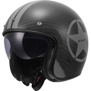 Casque de moto jet LS2 OF601 Bob II Carbon Star gris brillant