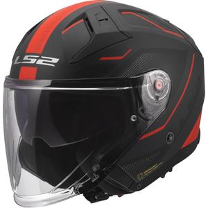 Casque de moto jet LS2 OF603 Infinity II Veyron noir mat-gris-rouge