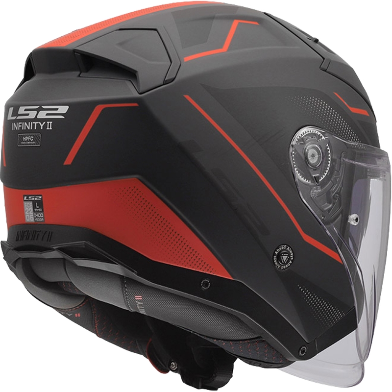 Casque de moto jet LS2 OF603 Infinity II Veyron noir mat-gris-rouge