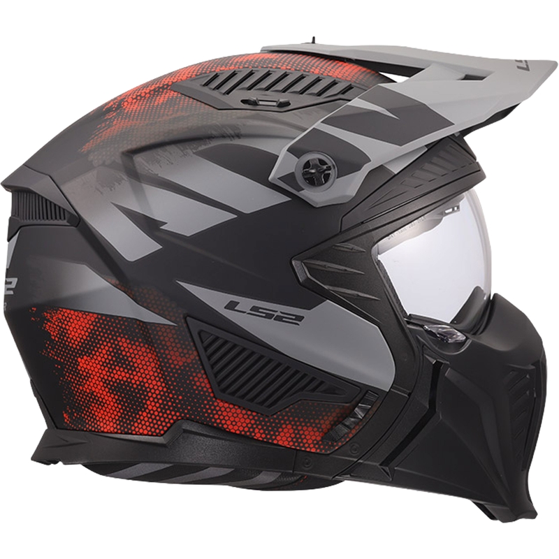 Casque de moto trial LS2 OF606 Drifter Gas gris-rouge mat