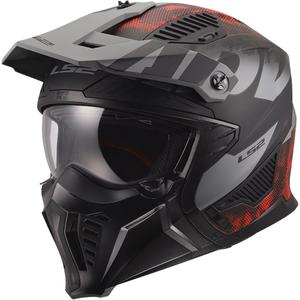 Casque de moto trial LS2 OF606 Drifter Gas gris-rouge mat