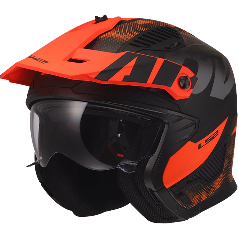 Casque de moto trial LS2 OF606 Drifter Gas gris-orange mat