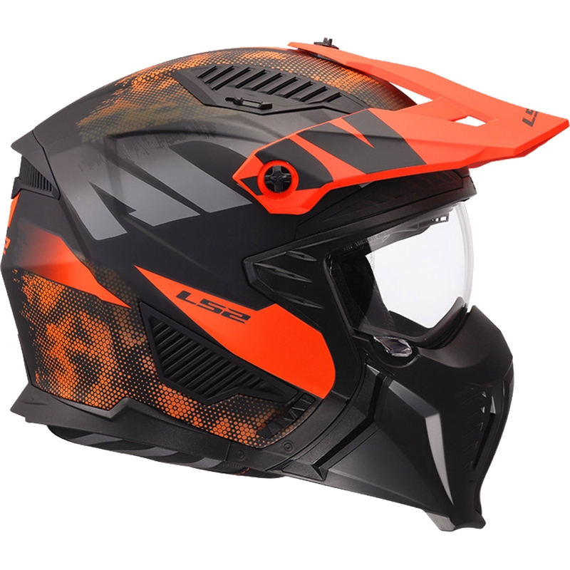 Casque de moto trial LS2 OF606 Drifter Gas gris-orange mat