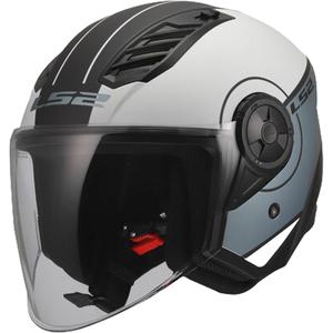 Casque de moto jet LS2 OF616 Airflow II, housse gris-bleu mat