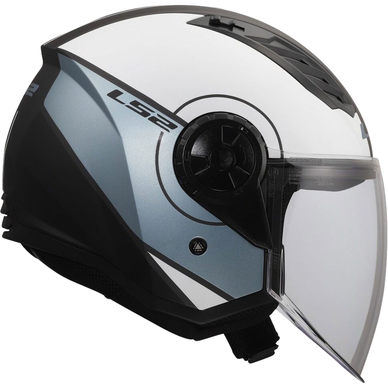 Casque de moto jet LS2 OF616 Airflow II, housse gris-bleu mat