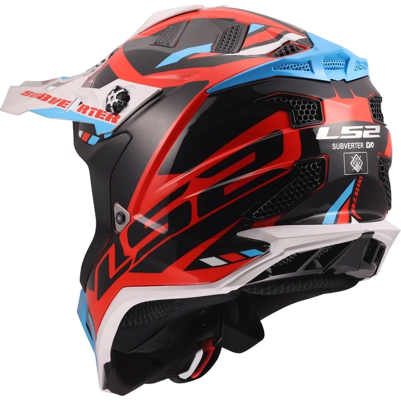 Casque de motocross LS2 MX700 Subverter Evo II Stomp blanc brillant-bleu-rouge