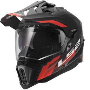 Casque enduro LS2 MX701 Explorer Hexa noir mat-rouge-gris