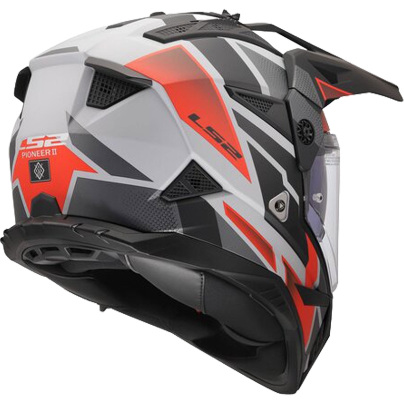 Casque de moto enduro LS2 MX702 Pioneer II Block gris mat-rouge