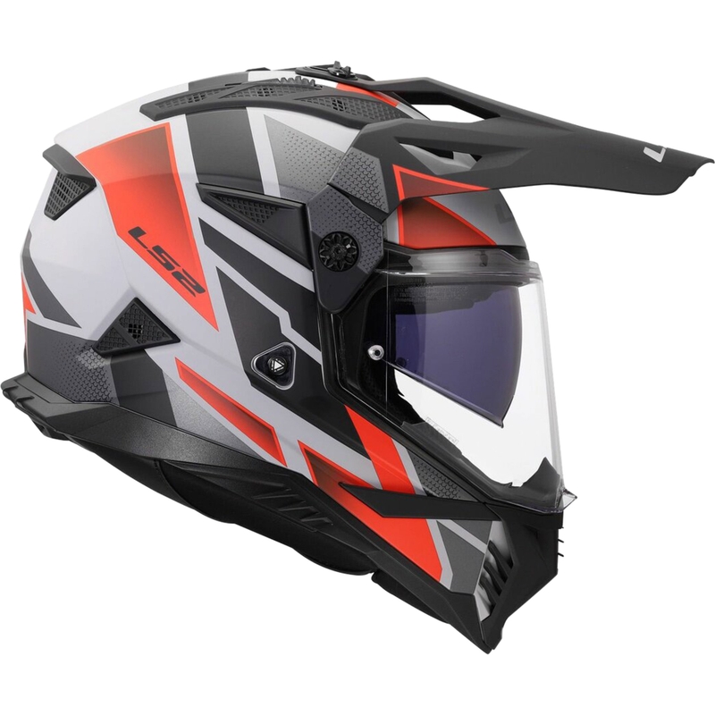 Casque de moto enduro LS2 MX702 Pioneer II Block gris mat-rouge