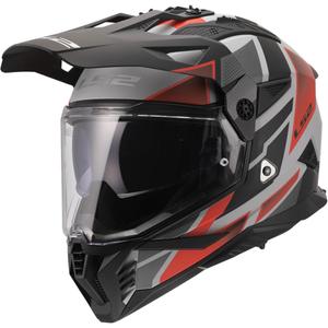 Casque de moto enduro LS2 MX702 Pioneer II Block gris mat-rouge