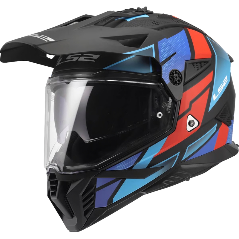 Casque de moto enduro LS2 MX702 Pioneer II Block noir mat-rouge-bleu